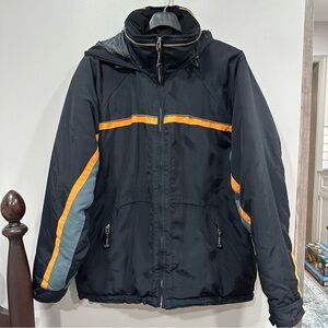 Obermeyer ATC Men’s Hooded Jacket Large Charcoal / Orange